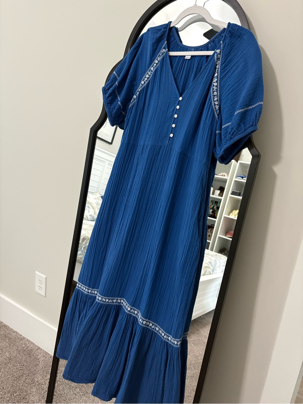 Old Navy Royal Blue Maxi Dress with Embroidered Trim